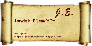 Jandek Elemér névjegykártya